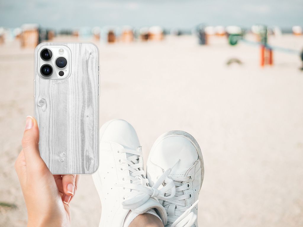 iPhone 14 Pro Max Bumper Hoesje White Wood B2C Telecom