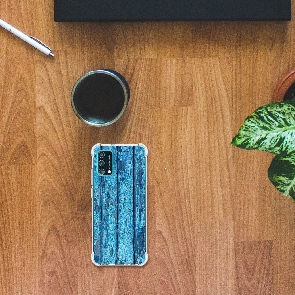 Samsung Galaxy M02s | A02s Stevig Telefoonhoesje Wood Blue B2C Telecom