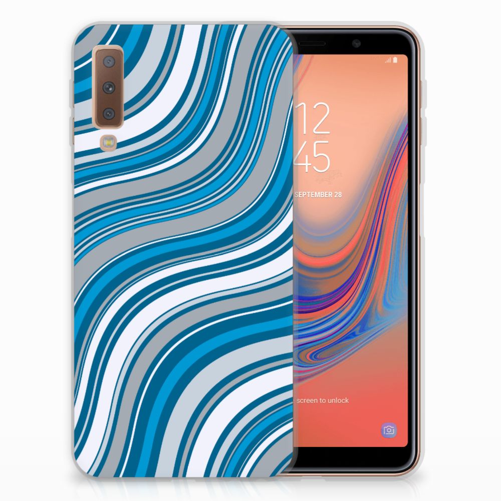 Samsung Galaxy A7 (2018) TPU bumper Waves Blue