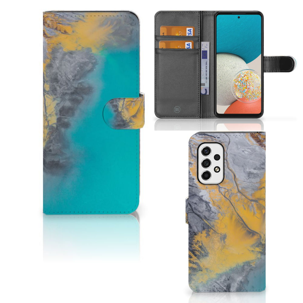 Samsung Galaxy A53 Bookcase Marble Blue Gold