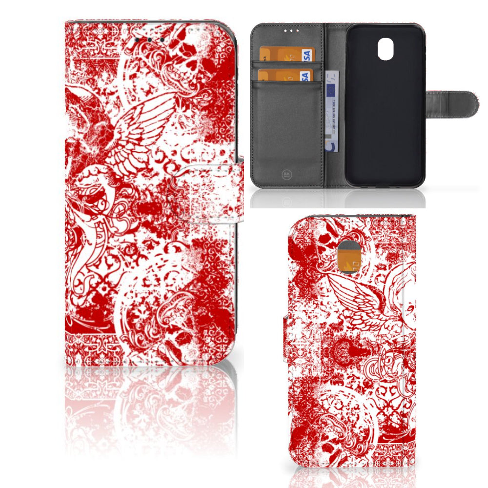 Telefoonhoesje met Naam Samsung Galaxy J5 2017 Angel Skull Rood