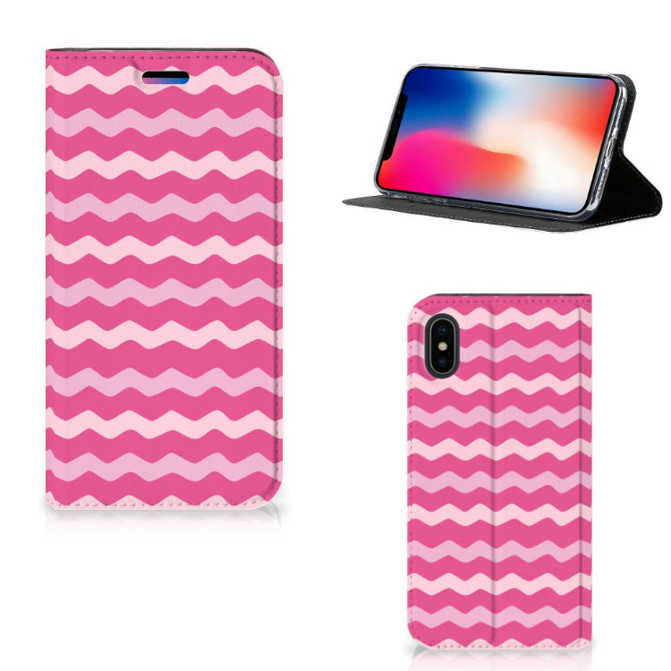 Apple iPhone X | Xs Hoesje met Magneet Waves Pink