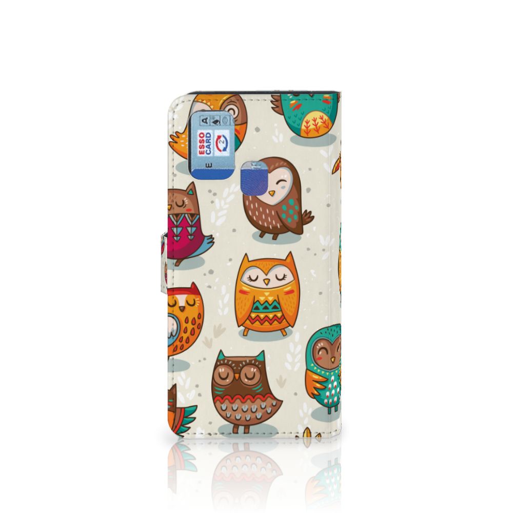 Samsung Galaxy M31 Telefoonhoesje met Pasjes Vrolijke Uilen