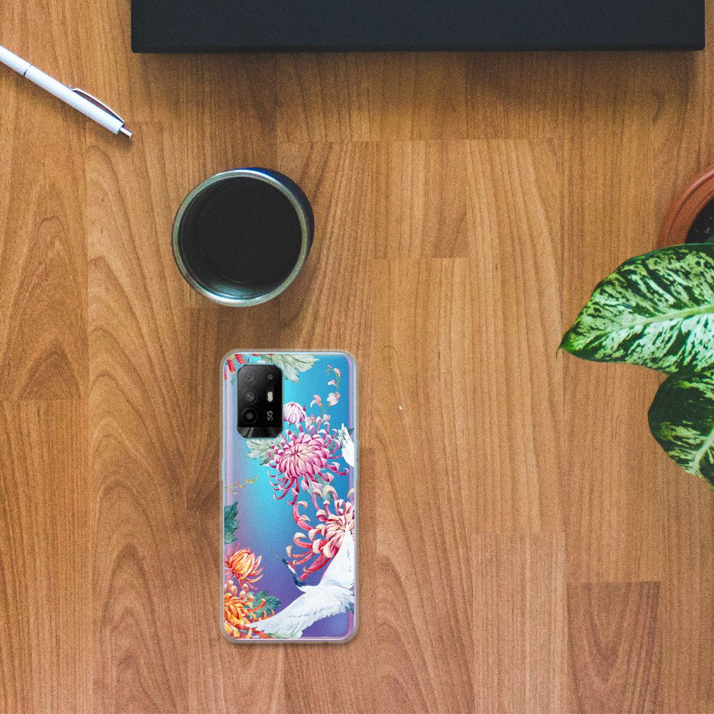 OPPO A94 5G | Reno5 Z TPU Hoesje Bird Flowers