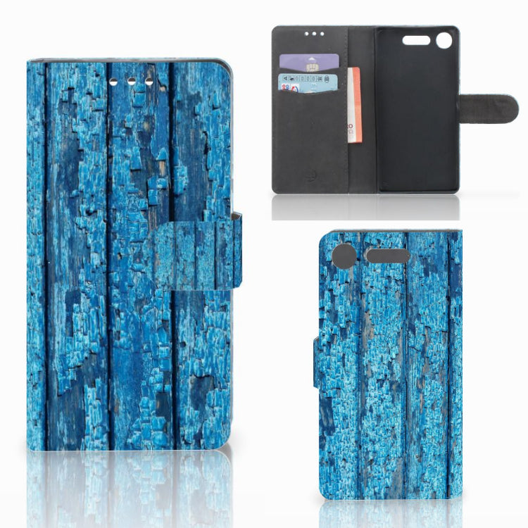 Sony Xperia XZ1 Book Style Case Wood Blue