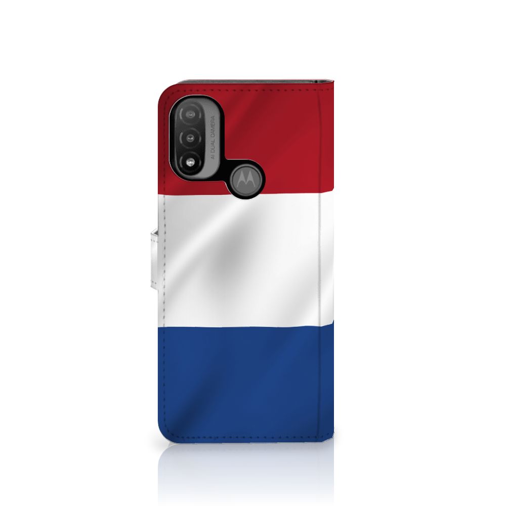 Motorola Moto E20 | E30 | E40 Bookstyle Case Nederlandse Vlag met artistiek design in de kleuren van Nederland.