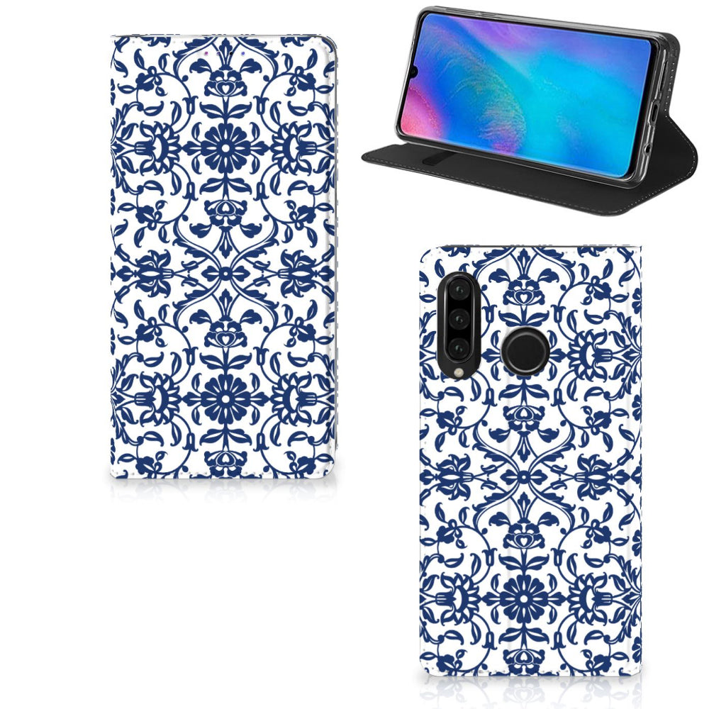 Huawei P30 Lite New Edition Smart Cover Flower Blue