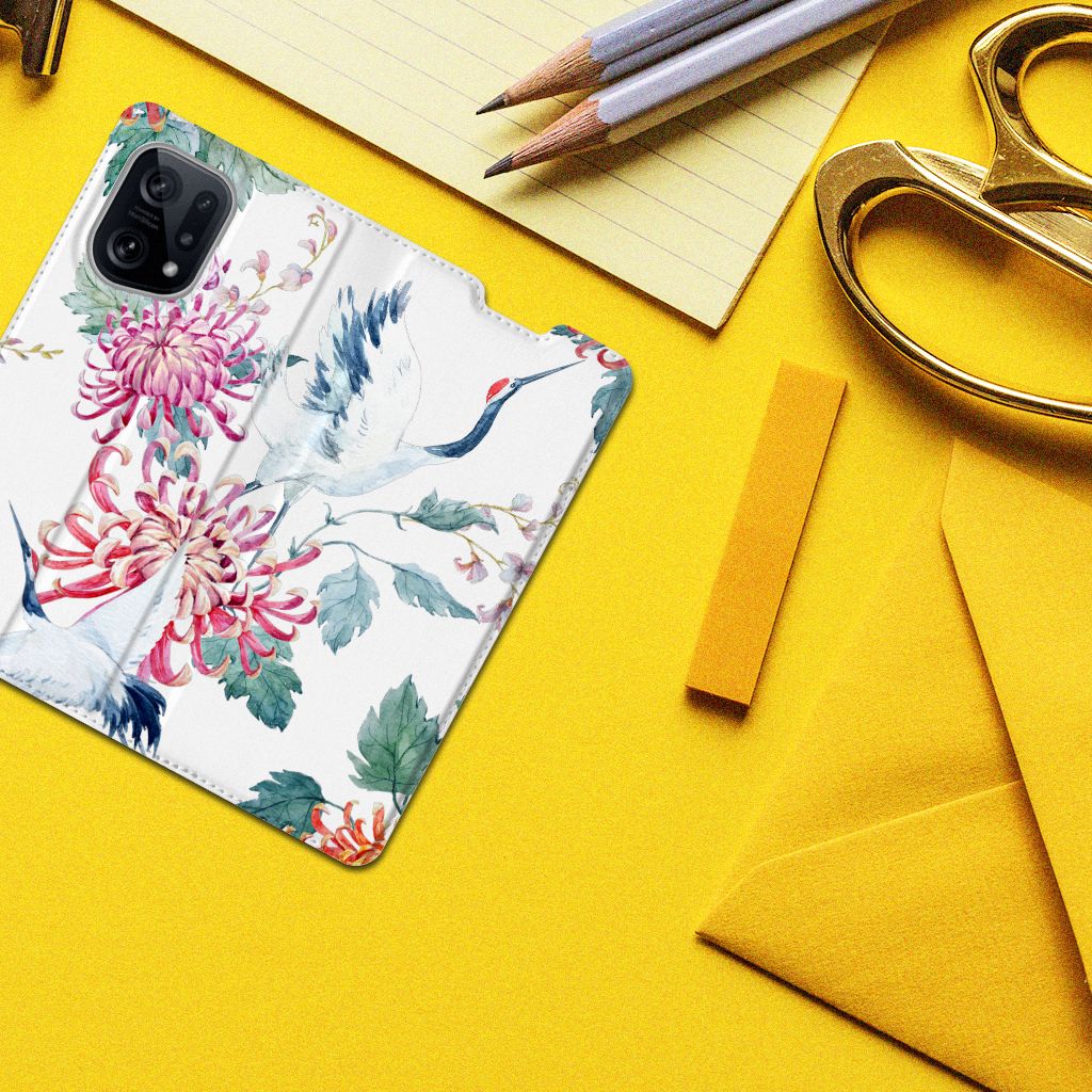 OPPO Find X5 Hoesje maken Bird Flowers - B2C Telecom