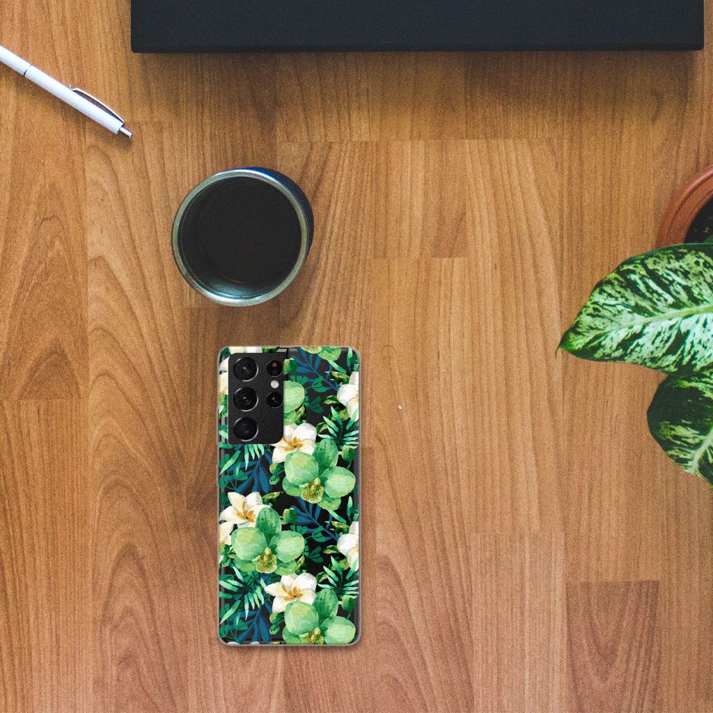 Samsung Galaxy S21 Ultra TPU Case Orchidee Groen B2C Telecom