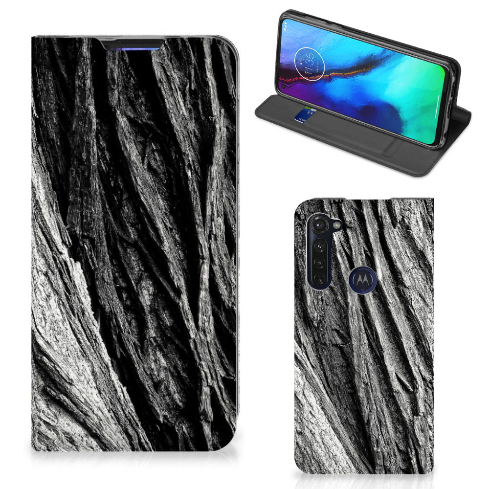 Book Wallet Case Motorola Moto G Pro Boomschors Grijs - B2C Telecom