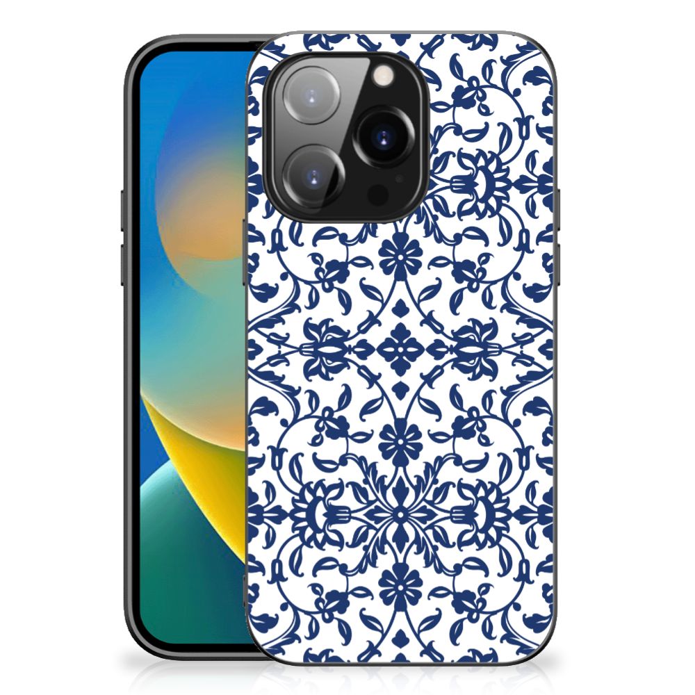 iPhone 14 Pro Bloemen Hoesje Flower Blue B2C Telecom