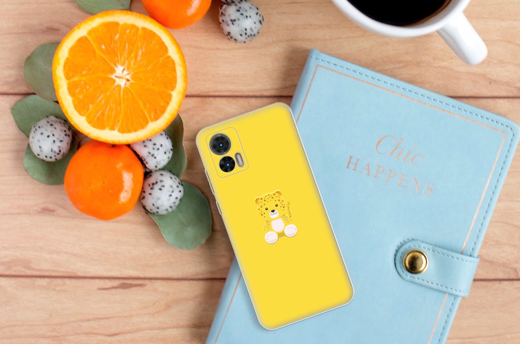 Motorola Edge 30 Neo Telefoonhoesje met Naam Baby Leopard B2C Telecom