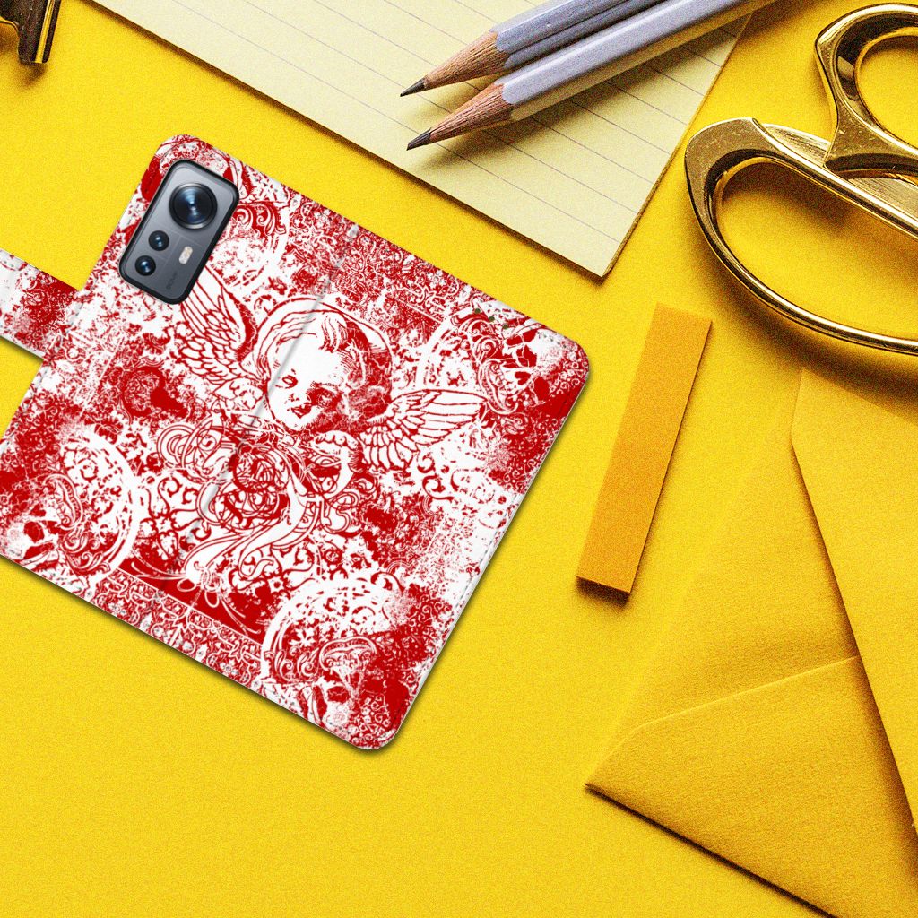 Telefoonhoesje met Naam Xiaomi 12 | 12X Angel Skull Rood