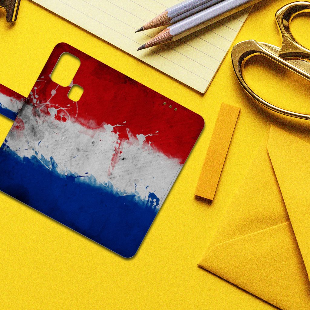 Samsung Galaxy M31 Bookstyle Case Nederland met artistiek ontwerp van de Nederlandse vlag.