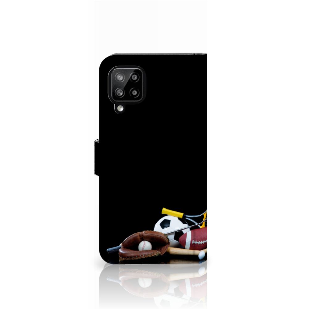 Samsung Galaxy A22 4G | M22 Wallet Case met Pasjes Sports met verschillende sportuitrustingen en balbeelden.