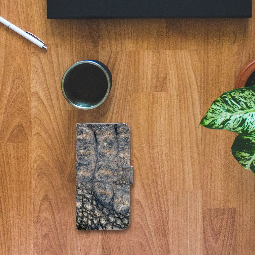Huawei P40 Lite Telefoonhoesje met Pasjes Krokodillenprint