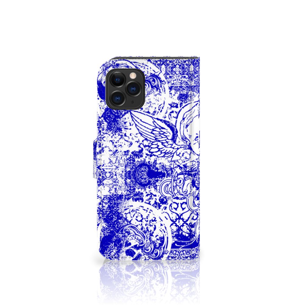 Telefoonhoesje met Naam Apple iPhone 11 Pro Angel Skull Blauw