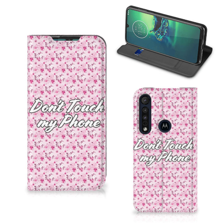 Motorola G8 Plus Design Case Flowers Pink DTMP