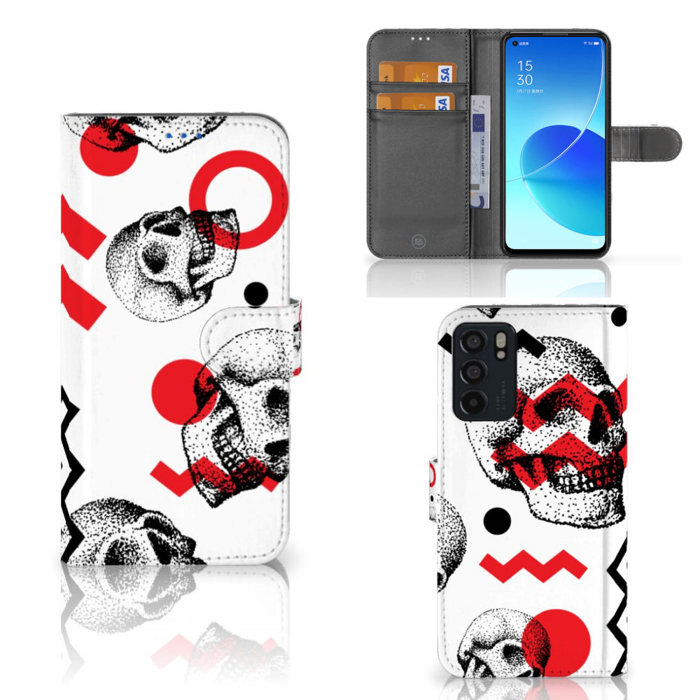 Telefoonhoesje met Naam OPPO Reno6 5G Skull Red