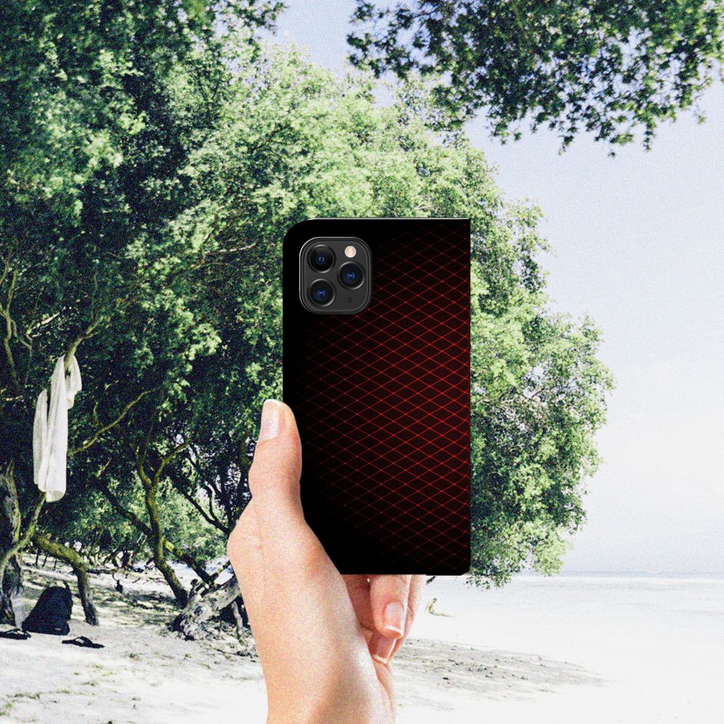 Apple iPhone 11 Pro Hoesje met Magneet Geruit Rood