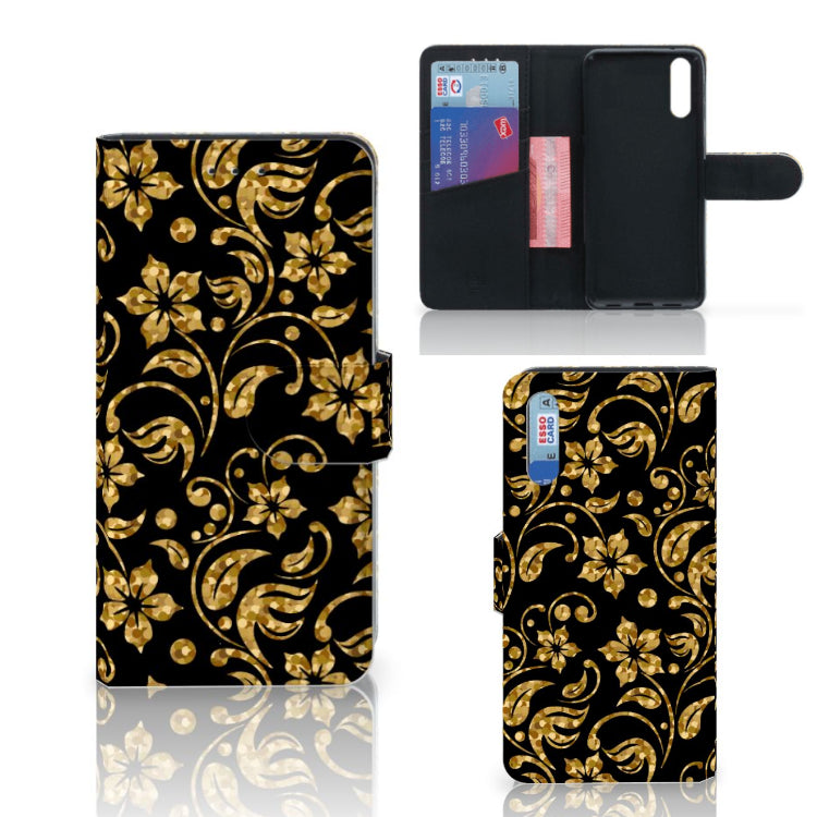 Huawei P20 Hoesje Gouden Bloemen