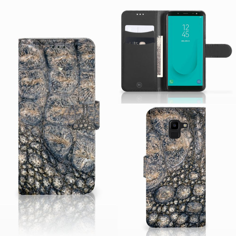 Samsung Galaxy J6 2018 Telefoonhoesje met Pasjes Krokodillenprint