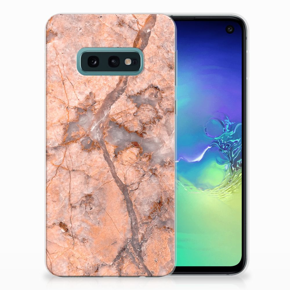 Samsung Galaxy S10e TPU Siliconen Hoesje Marmer Oranje