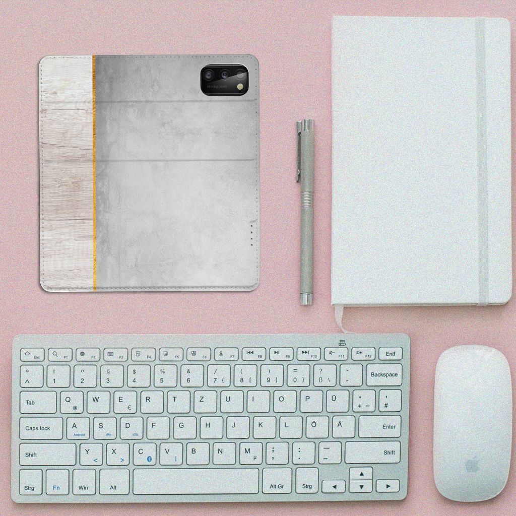 Samsung Galaxy A41 Book Wallet Case Wood Concrete - B2C Telecom