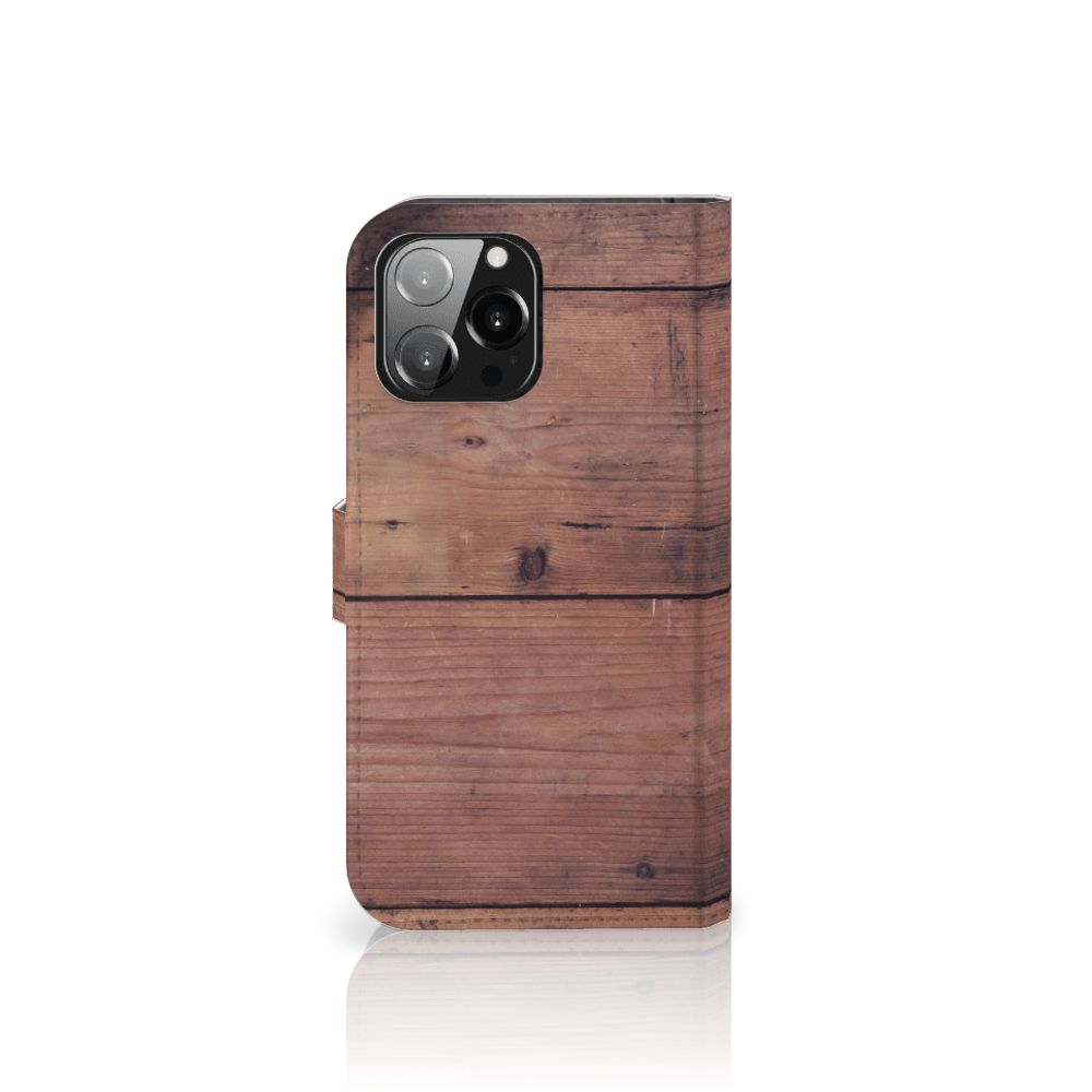 iPhone 13 Pro Max Book Style Case Old Wood