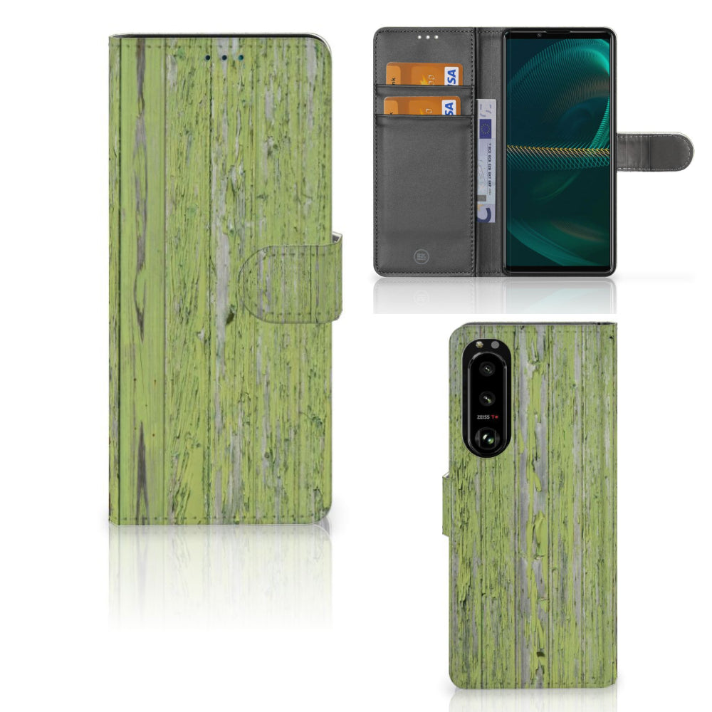 Sony Xperia 5III Book Style Case Green Wood