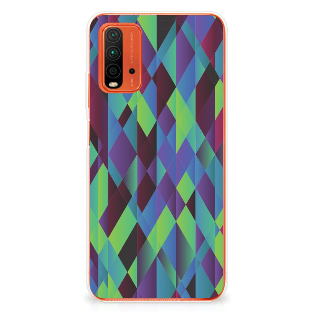 Xiaomi Poco M3 TPU Hoesje Abstract Green Blue