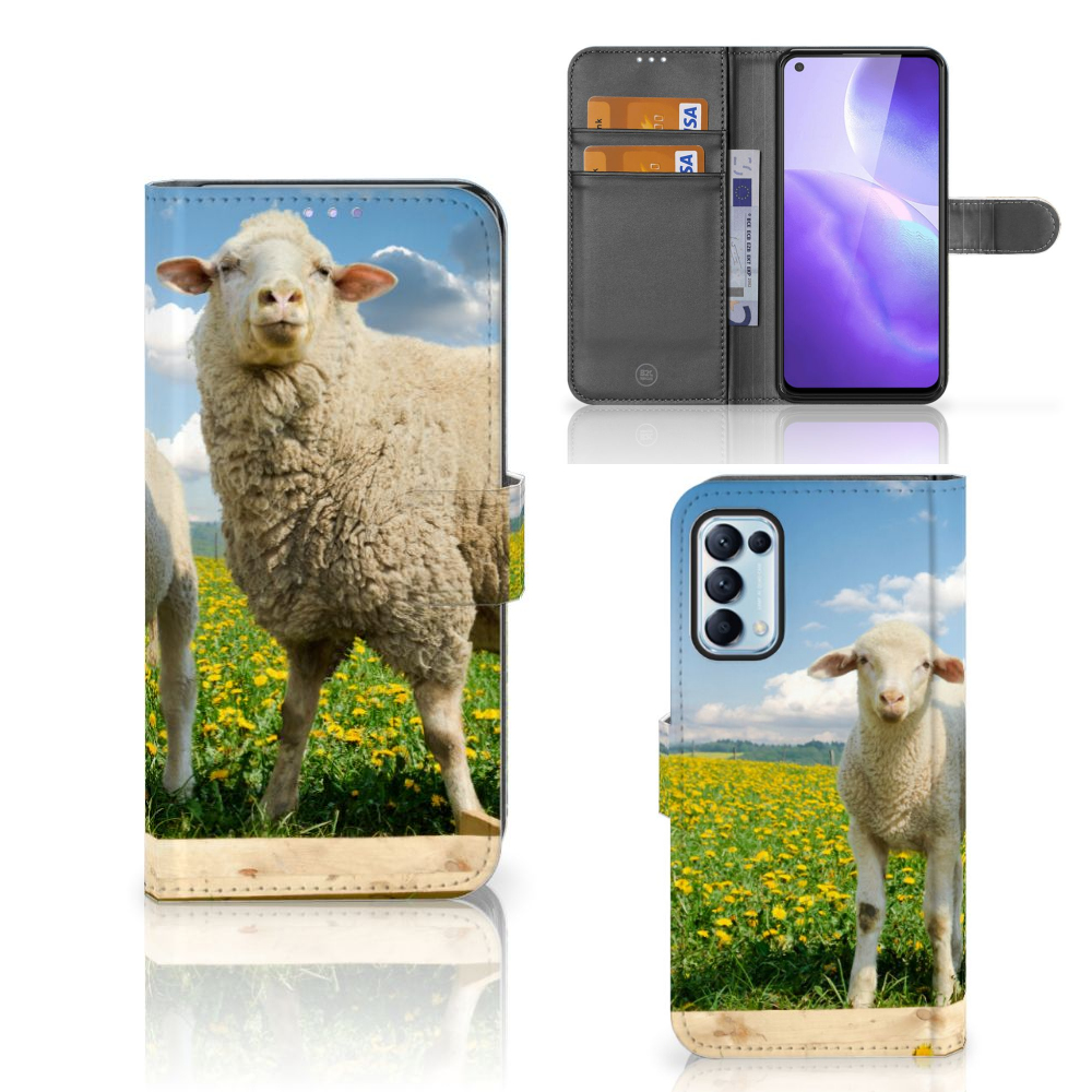 OPPO Find X3 Lite Telefoonhoesje met Pasjes Schaap en Lammetje