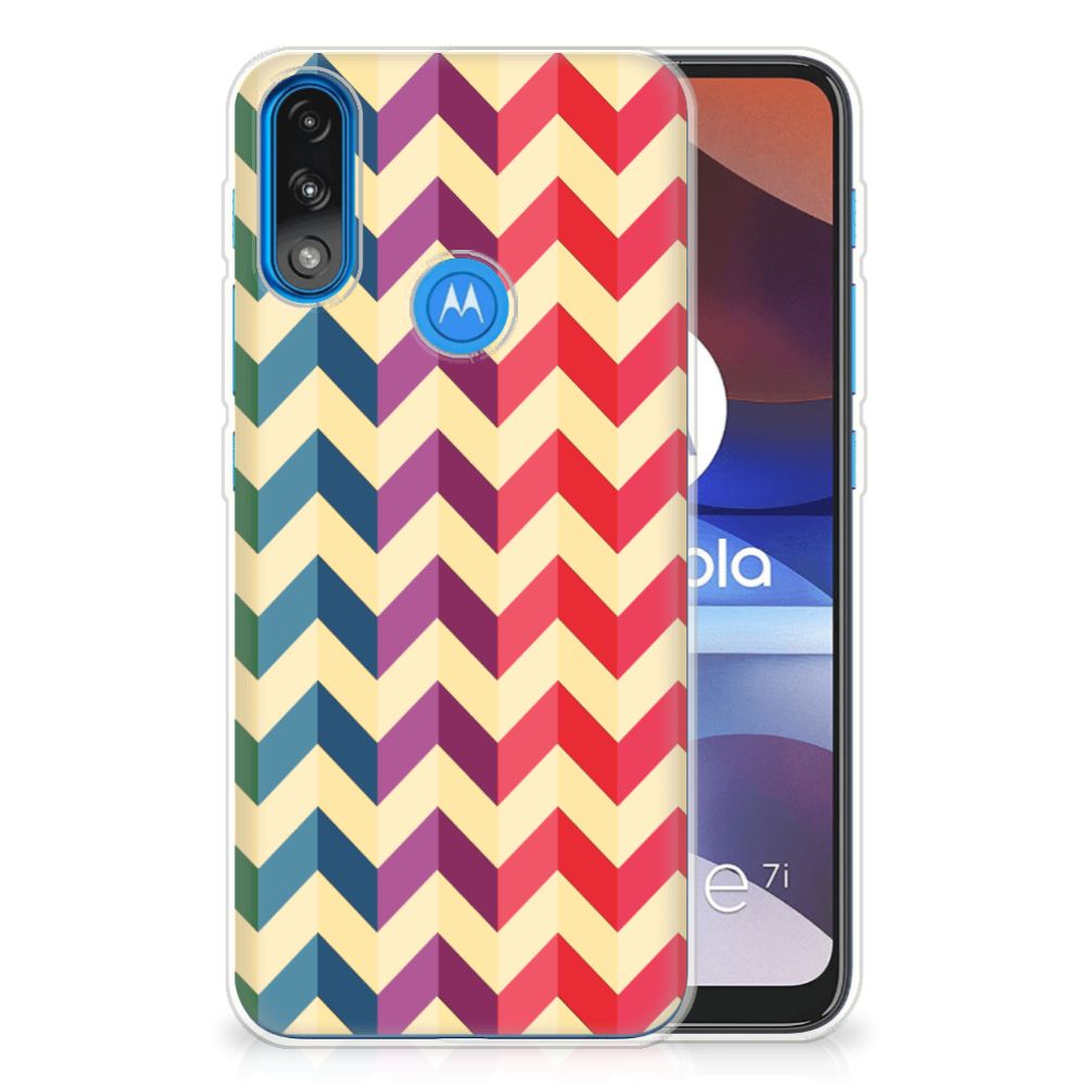 Motorola Moto E7/E7i Power TPU bumper Zigzag Multi Color