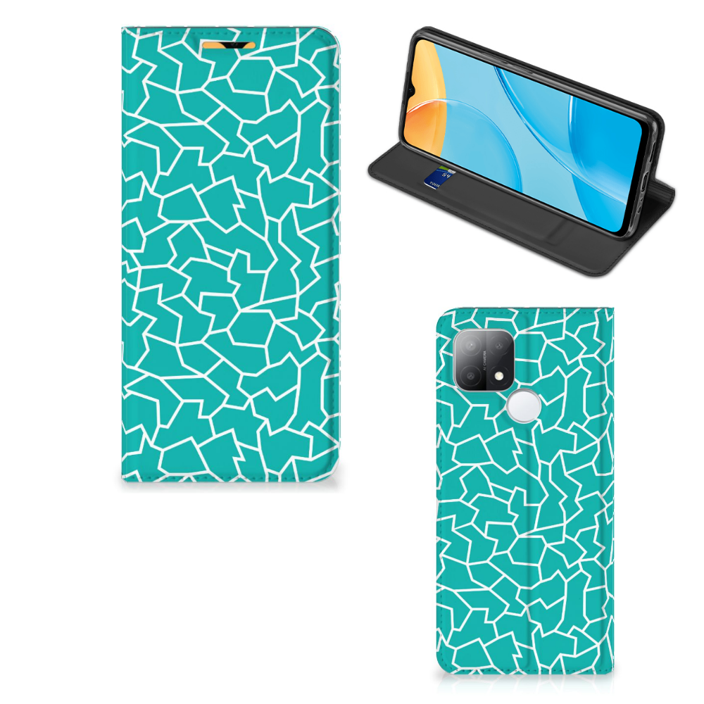 OPPO A15 Bookcase Cracks Blue - B2C Telecom