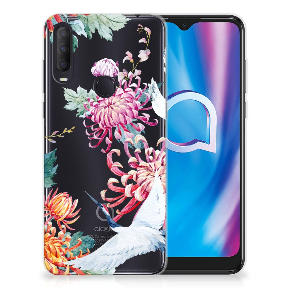 Alcatel 1S (2020) TPU Hoesje Bird Flowers