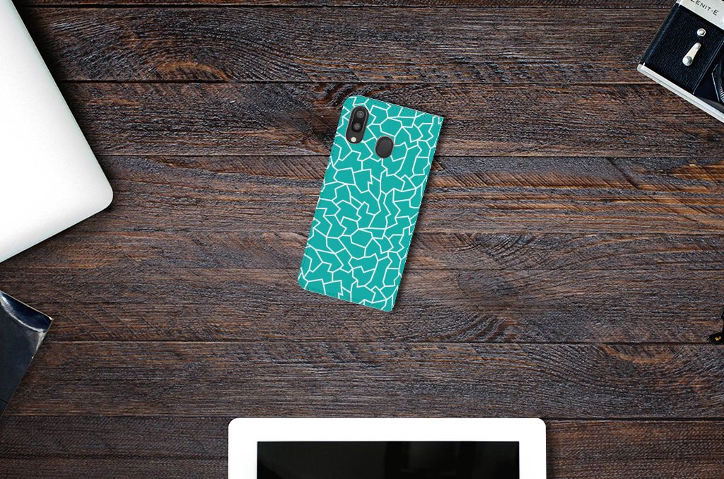 Samsung Galaxy M20 Bookcase Cracks Blue