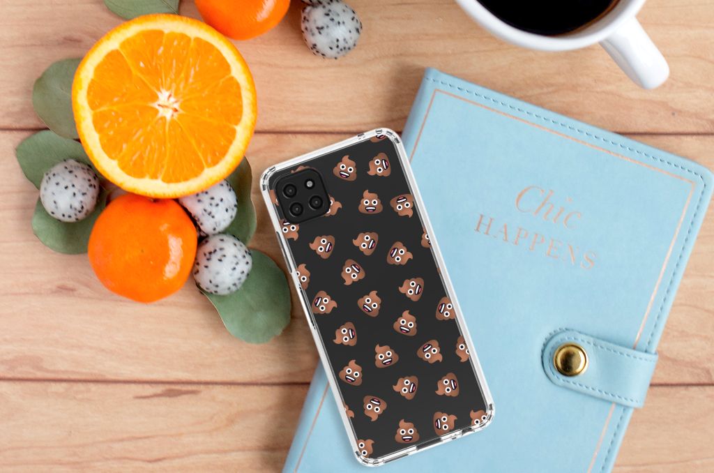 Doorzichtige Silicone Hoesje voor Samsung Galaxy A22 5G Poep Emojis B2C Telecom