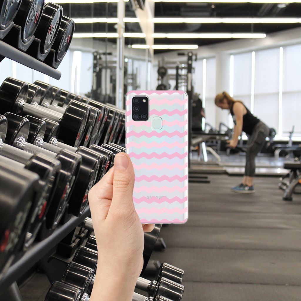 Samsung Galaxy A21s TPU bumper Waves Roze B2C Telecom
