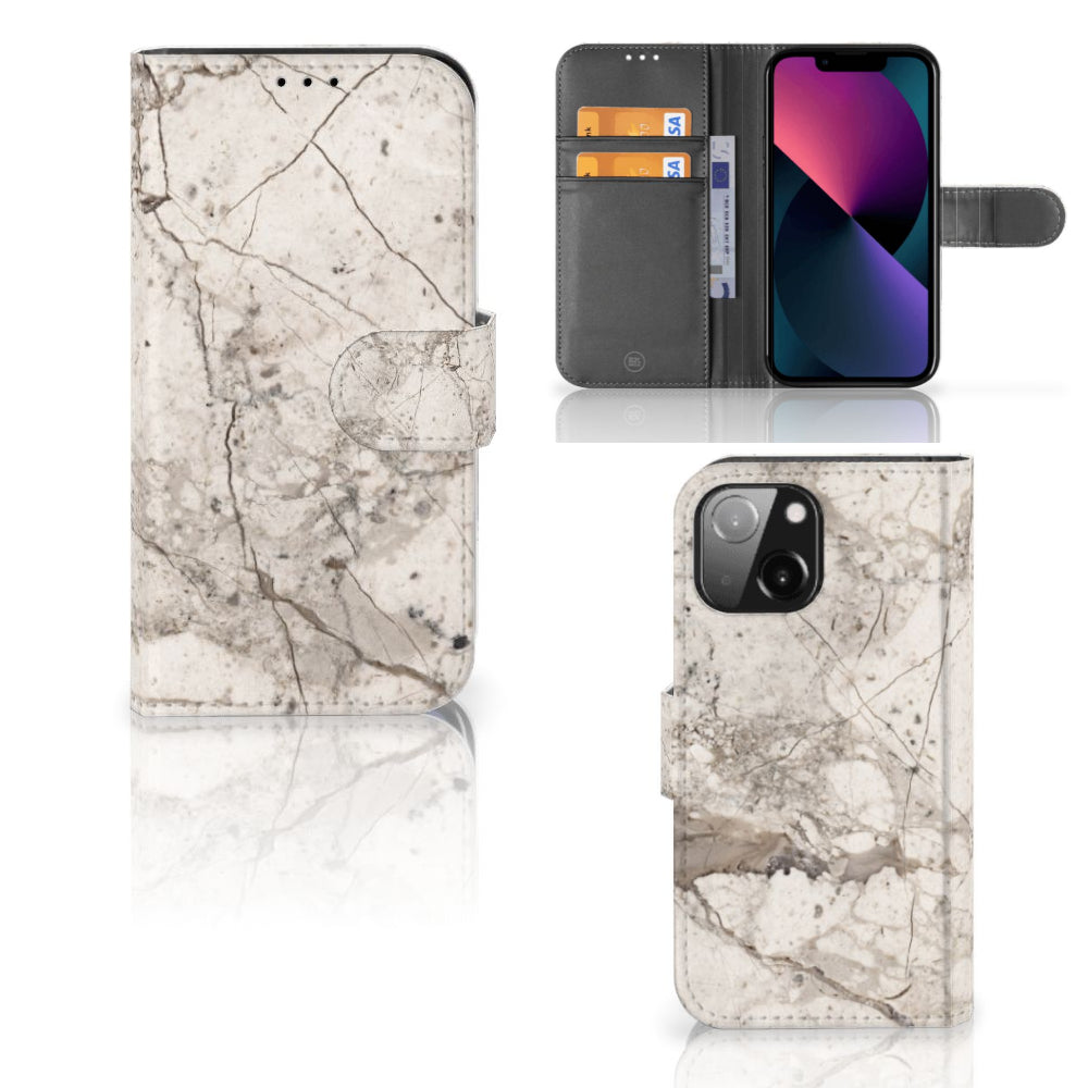 iPhone 13 Mini Bookcase Marmer Beige