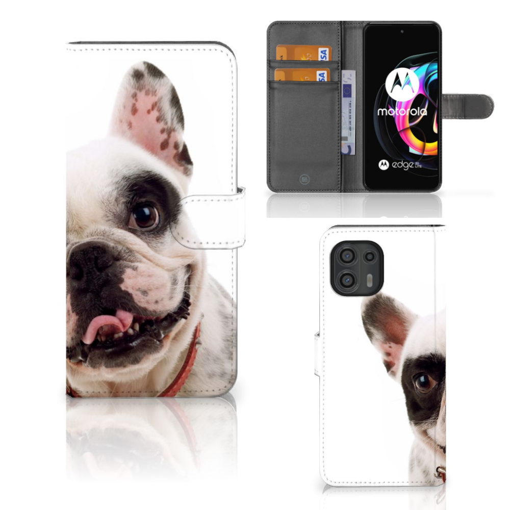 Motorola Edge 20 Lite Telefoonhoesje met Pasjes Franse Bulldog