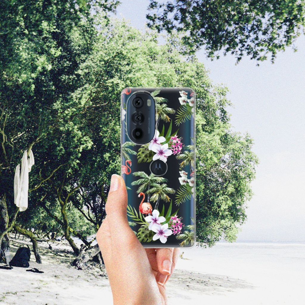 Motorola Edge 30 Pro TPU Hoesje Flamingo Palms B2C Telecom