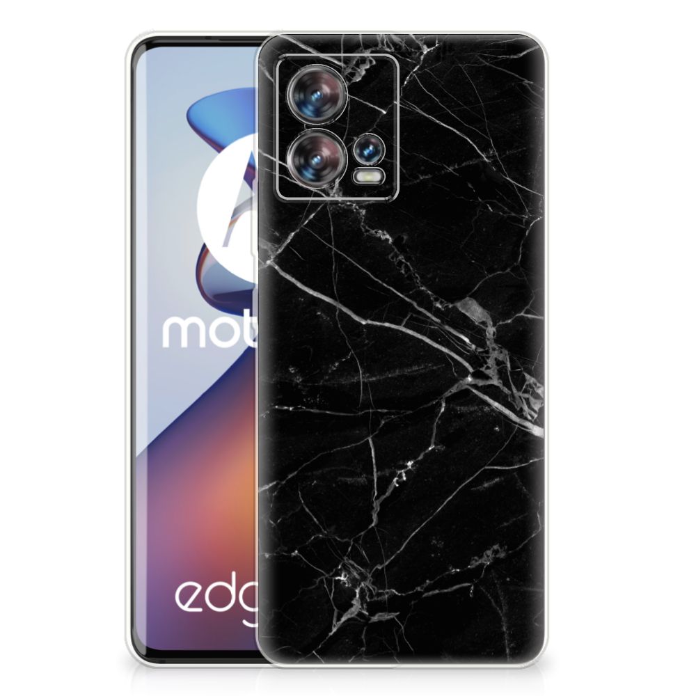 Motorola Edge 30 Fusion TPU Siliconen Hoesje Marmer Zwart - Origineel Cadeau Vader B2C Telecom