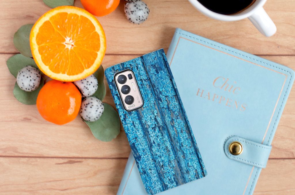 OPPO Find X3 Neo Book Wallet Case Wood Blue - B2C Telecom