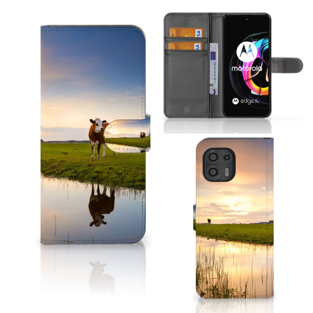 Motorola Edge 20 Lite Telefoonhoesje met Pasjes Koe