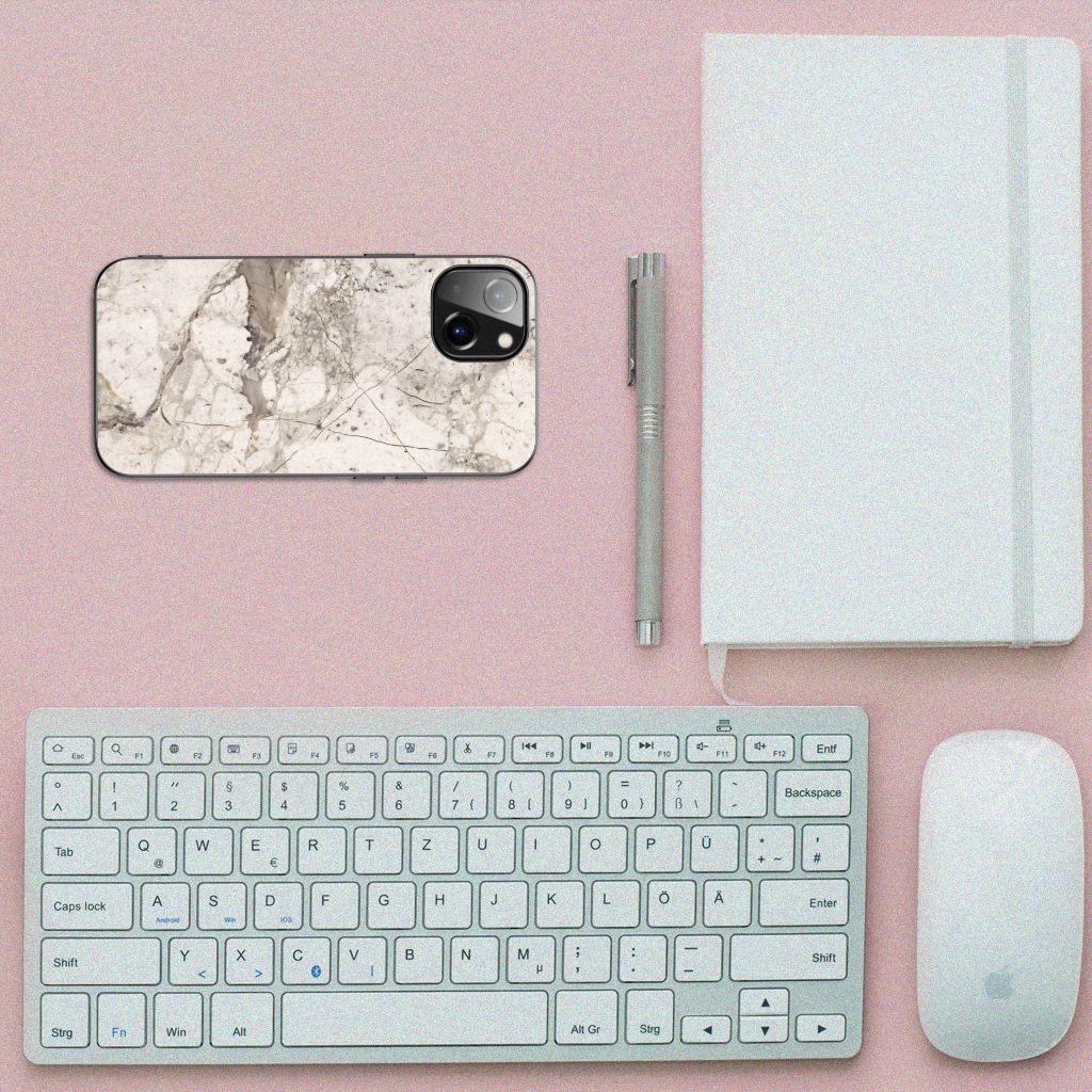 Apple iPhone 13 Marmeren Print Telefoonhoesje Marmer Beige B2C Telecom