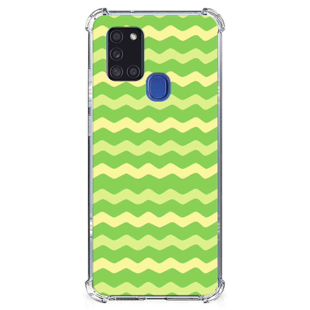 Samsung Galaxy A21s Doorzichtige Silicone Hoesje Waves Green