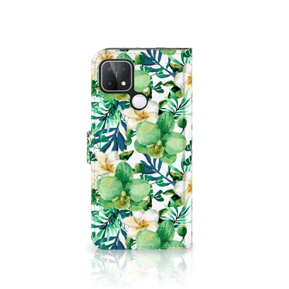 OPPO A15 Hoesje Orchidee Groen