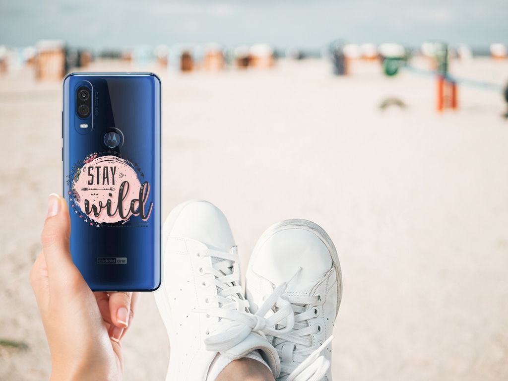 Motorola One Vision Telefoonhoesje met Naam Boho Stay Wild