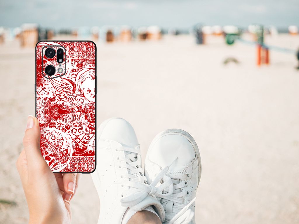 Telefoonhoesje OPPO Find X5 Pro Angel Skull Rood B2C Telecom