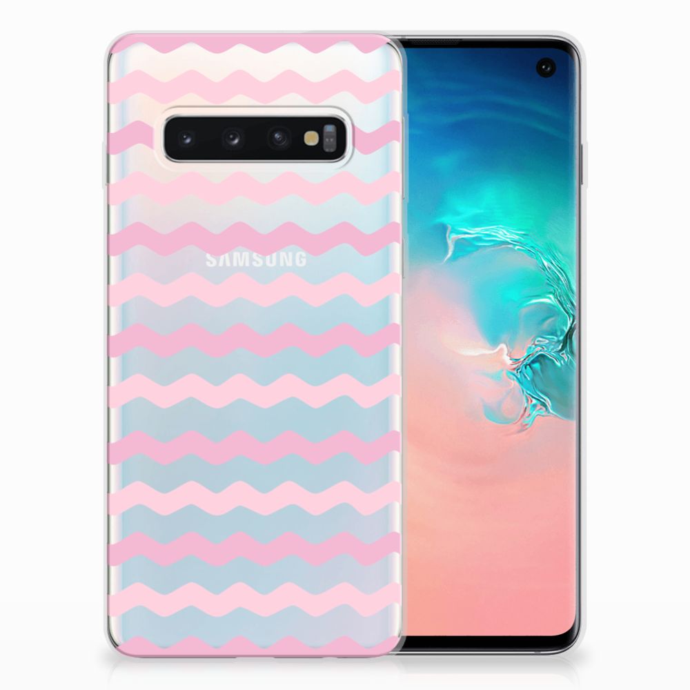 Samsung Galaxy S10 TPU bumper Waves Roze